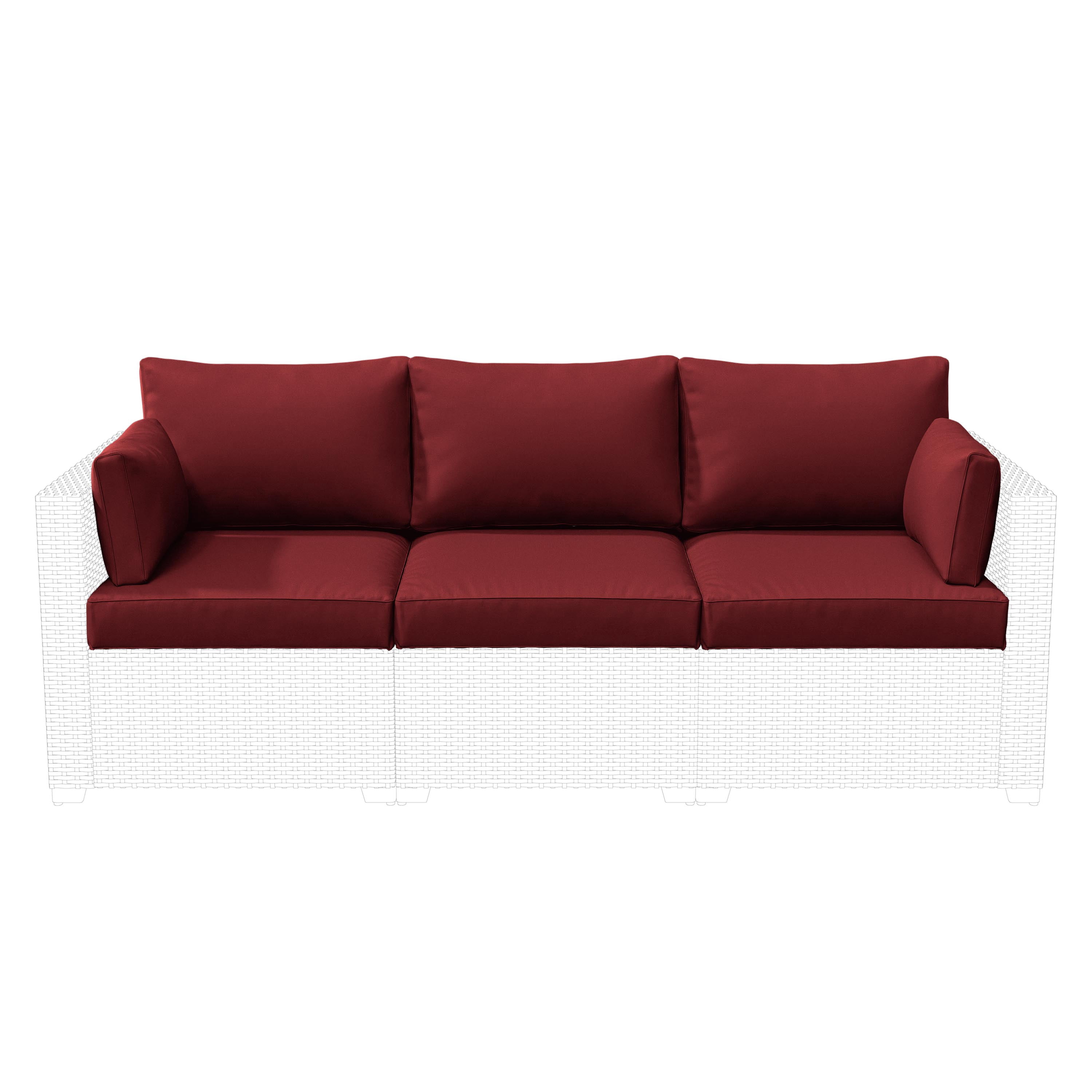 Snubbull 8-piece Patio Furniture Cushions, Replacement Outdoor Cushions for 3-Seat Sectional Sofa, Waterproof & Zipped, 25.6"*23.6"*4", Burgundy
