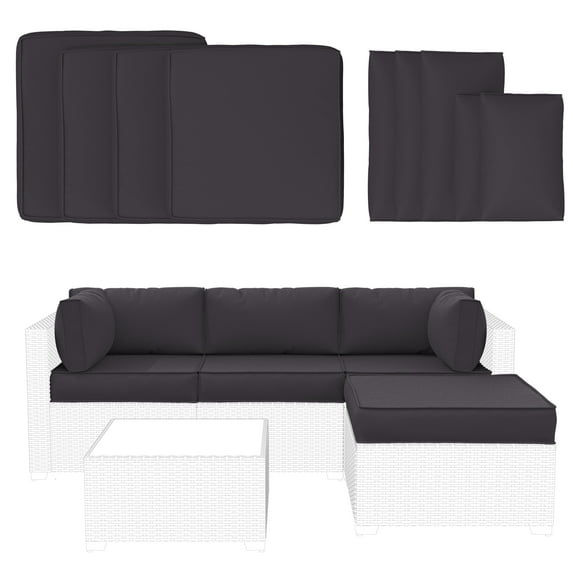 Snubbull 9 Pcs Outdoor Patio Cushion Covers with 4 Size, Waterproof & Zippered, Grey