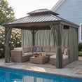 thumbnail image 1 of Snubbull Gazebo Curtains Replacement for 10x10ft Gazebo, 4 Panels Waterproof Outdoor Privacy Sidewalls with Zippers & Tiebacks, Patio Canopy Curtains for Backyard, Grey, Only Curtain, 1 of 11