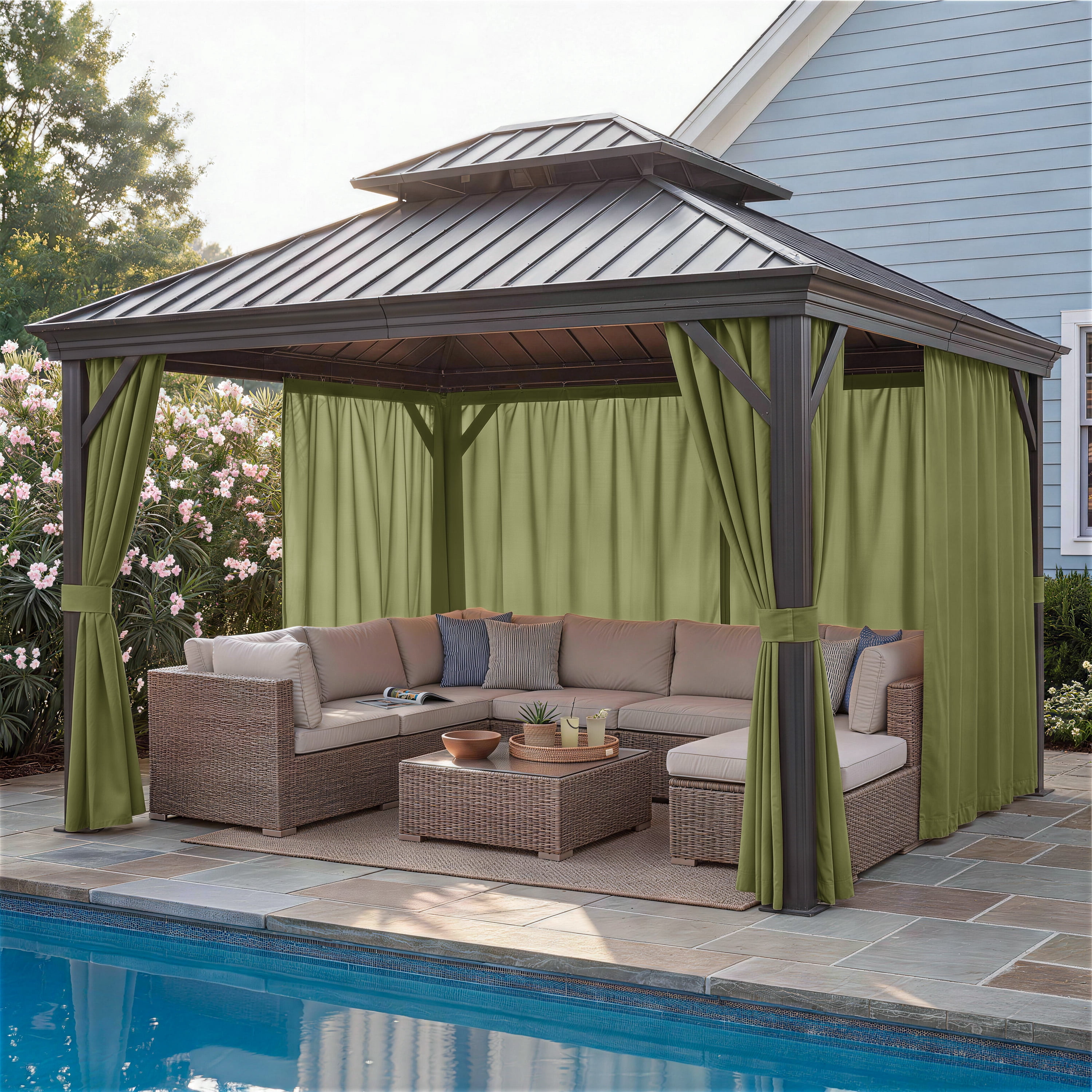 Snubbull Gazebo Curtains Replacement for 12x20ft Gazebo, 4 Panels