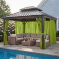 thumbnail image 1 of Snubbull Gazebo Curtains 4 Panels for 10x12ft Gazebo, Waterproof Outdoor Privacy Sidewalls with Zippers & Tiebacks, Replacement Curtains for Patio Garden Backyard, Grass Green, Only Curtain, 1 of 11