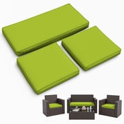 Snubbull 3 Pack Loveseat Cushion Set, 36" x 18" x 3" Waterproof Outdoor Chair Replacement Cushions for 4-Seater Wicker Rattan Patio Furniture, Grass Green