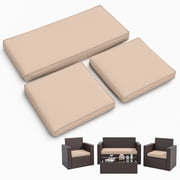 Snubbull 3 Pack Loveseat Cushion Set, 36" x 18" x 3" Waterproof Outdoor Chair Replacement Cushions for 4-Seater Wicker Rattan Patio Furniture, Sand