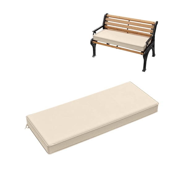 Snubbull Outdoor Bench Cushion 45 X 18 X 3.5 Inch Waterproof Patio Furniture Cushions, Non-Slip Bench Pad Cushion for Backyard Garden Swing Porch Sofa, Cream