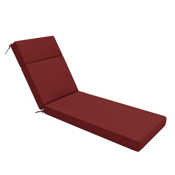 Snubbull Outdoor Chaise Lounge Cushions, with High-Density Foam, Ties Waterproof & Fade Resistant for Lawn and Pool Lounge Chairs, 72x21x4 inch, Burgundy