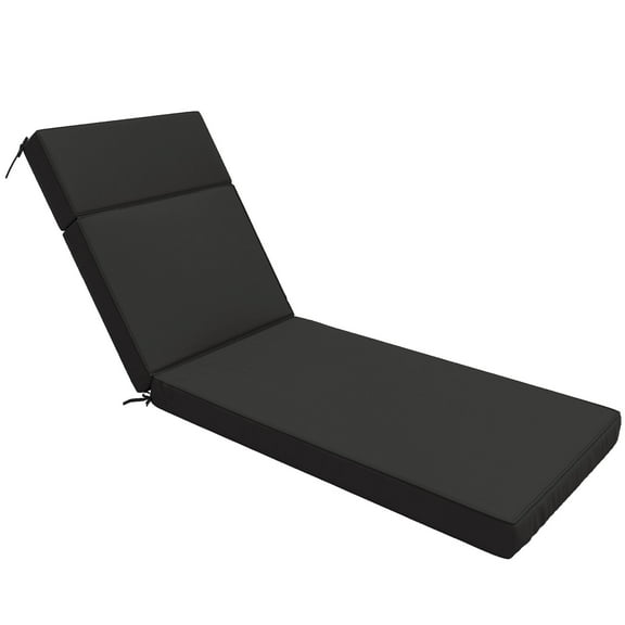 Snubbull Outdoor Chaise Lounge Cushions, with High-Density Foam, Ties Waterproof & Fade Resistant for Lawn and Pool Lounge Chairs, 80x26x4 inch, Black