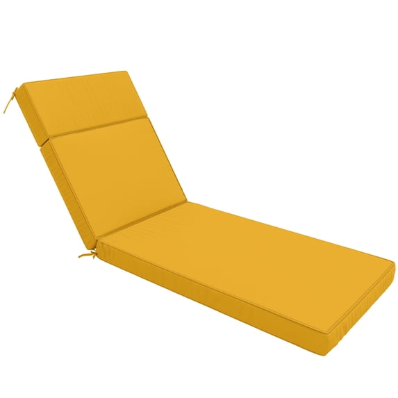 Snubbull Outdoor Chaise Lounge Cushions, with High-Density Foam, Ties Waterproof & Fade Resistant for Lawn and Pool Lounge Chairs, 80x26x4 inch, Yellow