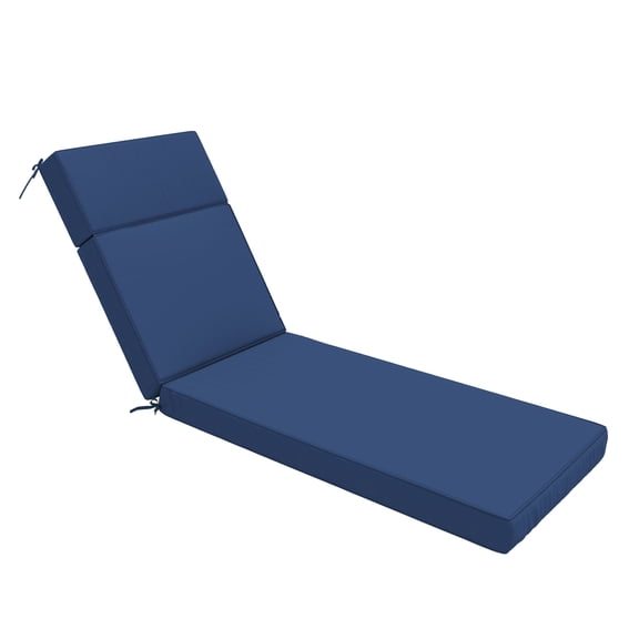 Snubbull Outdoor Chaise Lounge Cushions, with High-Density Foam, Ties Waterproof & Fade Resistant for Lawn and Pool Lounge Chairs, 72x21x4 inch, Blue