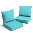 thumbnail image 1 of Snubbull Outdoor Deep Seat Cushion Set, 2 Pieces 24"x24"x6.5" Patio Furniture Replacement Cushions with Tie Straps, Waterproof Fade Resistant Removable Zipper Cover, Lake Blue, 1 of 7