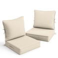 thumbnail image 1 of Snubbull Outdoor Deep Seat Cushion Set, 2 Pieces 24"x24"x6.5" Patio Furniture Replacement Cushions with Tie Straps, Waterproof Fade Resistant Removable Zipper Cover, Cream, 1 of 7