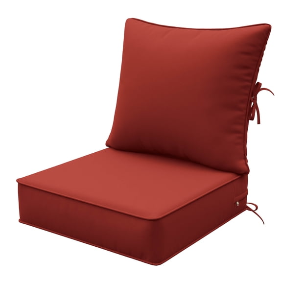 Snubbull Patio Cushions Set of 2, 24x24 Removable Cover Seat Cushions for Outdoor Sofa Couch, Includes 1 Seat + 1 Back Cushions, Terra Red