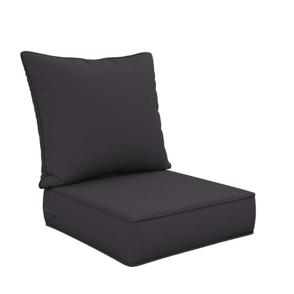 Snubbull Outdoor Deep Seat Cushion Set 24 X 24 X 6.5 inch Splash-Proof & Fadeness Patio Furniture Cushions,Removable Outdoor Couch Cushions with Hidden Zipper & Adjustment Staps, Grey