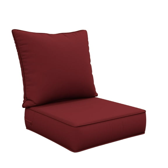 Snubbull Outdoor Deep Seat Cushion Set 24 X 24 X 6.5 inch Splash-Proof & Fadeness Patio Furniture Cushions，Removable Outdoor Couch Cushions with Hidden Zipper & Adjustment Staps, Burgundy