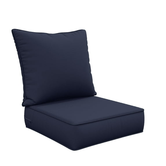 Snubbull Outdoor Deep Seat Cushion Set 24 X 24 X 6.5 inch Splash-Proof & Fadeness Patio Furniture Cushions,Removable Outdoor Couch Cushions with Hidden Zipper & Adjustment Staps, Navy