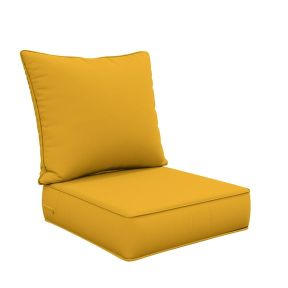 Snubbull Outdoor Deep Seat Cushion Set 24 X 24 X 6.5 inch Splash-Proof & Fadeness Patio Furniture Cushions，Removable Outdoor Couch Cushions with Hidden Zipper & Adjustment Staps, Yellow