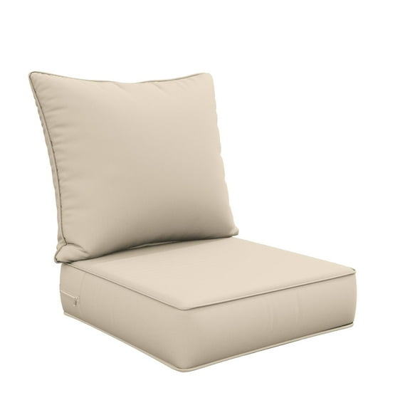 Snubbull Outdoor Deep Seat Cushion Set 24 X 24 X 6.5 inch Splash-Proof & Fadeness Patio Furniture Cushions,Removable Outdoor Couch Cushions with Hidden Zipper & Adjustment Staps, Cream