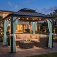 thumbnail image 1 of Snubbull Outdoor Privacy Curtains for 10x13ft Gazebo, 4 Panels Waterproof Sidewalls with Zippers & Tiebacks, Replacement Curtains for Patio Canopy, Calcite Blue, Only Curtain, 1 of 11