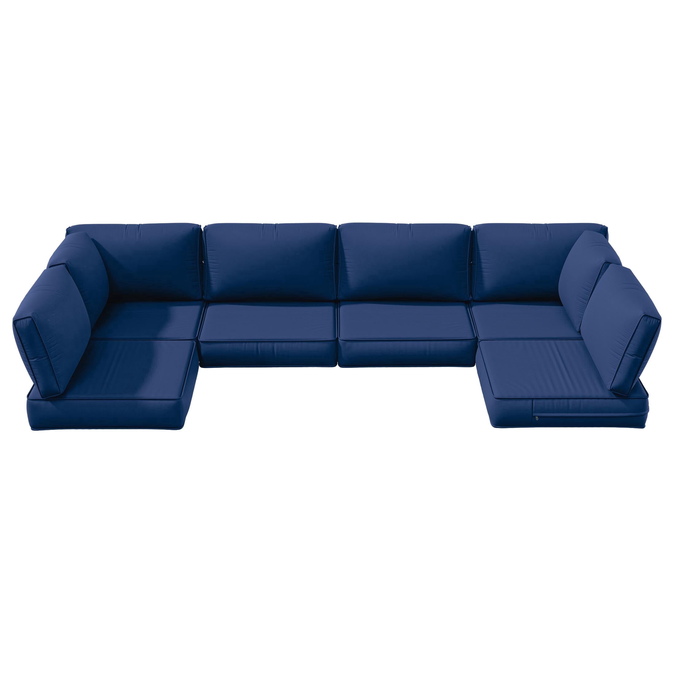 Snubbull 6-Seat Sectional Outdoor Patio Replacement Cushions Set, 25.5" x 25.5", 5" Foam High-Density, 14-Piece Water-Resistant Outdoor Cushion for Patio Conversation Sets, Liner&Cover, Blue