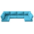 thumbnail image 1 of Snubbull 6-Seat Sectional Outdoor Patio Replacement Cushions Set, 25.5" x 25.5", 5" Foam High-Density, 14-Piece Water-Resistant Outdoor Cushion for Patio Conversation Sets, Liner&Cover, Lake Blue, 1 of 6