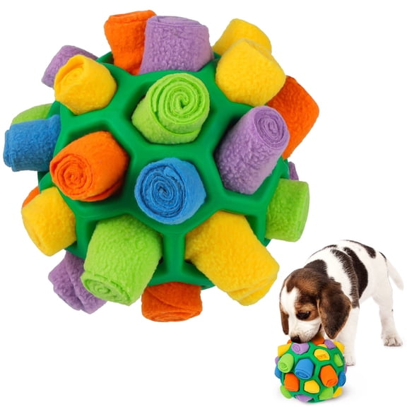 Snuffle Ball for Dog Toys Unbreakable Upgrade Ball Interactive Toy Foraging Snuffle Mat Puppy for Small, Medium, Large Pets (Green Rainbow)