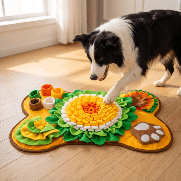 Snuffle Mat for Dog,Interactive Sniff Mat Feeding Mat for Puppies,Odor Training Puzzle Slow Feeder Mat Interactive Pet Foraging Toy,23.62x15.75 Inch,Yellow
