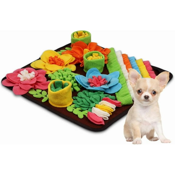 Snuffle Mat for Dogs, Interactive Sniff Mat Smell Training & Slow Eating for Mental Stimulation & Stress Relief, Encourages Natural Foraging Skills, Dog Puzzle Toys for Indoor & Outdoor, Brown