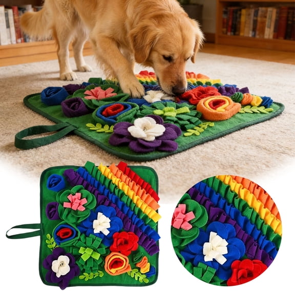 Snuffle Mat for Dogs Pet Slow Feeder Mat with Non- Bottom Washable Mental for Foraging & Smell Training Stress Relief for Large Medium Small Dogs & Puppies (39x39cm/15in)