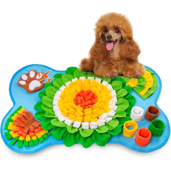 Snuffle Mat for Dogs, Pet Snuffle Mat for Small and Medium Dogs, Interactive Sniff Mat Feeding Mat for Puppies, Slow Feeder Dog Treat Mat for Training and Stress Relief (Bone Shape) (Blue, One Size)