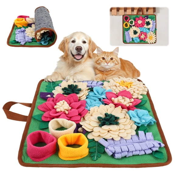 Snuffle Mat for Dogs, Slow Feeding Game Interactive Puzzle Dog Food Mat,Encourage Natural Foraging Skill-Dog Snuffle Mat 15.4×13.4 inch Easy to Clean, Durable(Green)