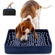 Snuffle Mat for Dogs - Interactive Puzzle Toy with Non-Slip Backing, Portable Sniffing Enrichment Mat, Easy to Store 14x12, 1 Pack, Navy