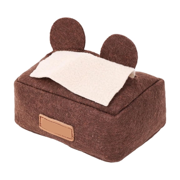 Snuffle Tissue Box Dog Toy for Mental Stimulation, Felt Fabric Interactive Foraging Toy for Training and Fun, Brown