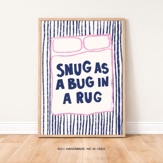 Snug As A Bug Art Print Retro Mid Century Modern Bedroom Decor