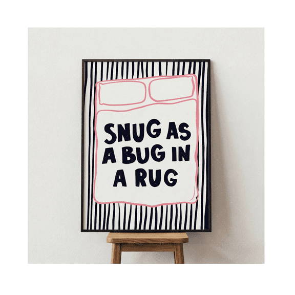 Snug As A Bug In A Rug Poster Cozy Typography Poster Modern Nursery Wall Art Kids Room Decor