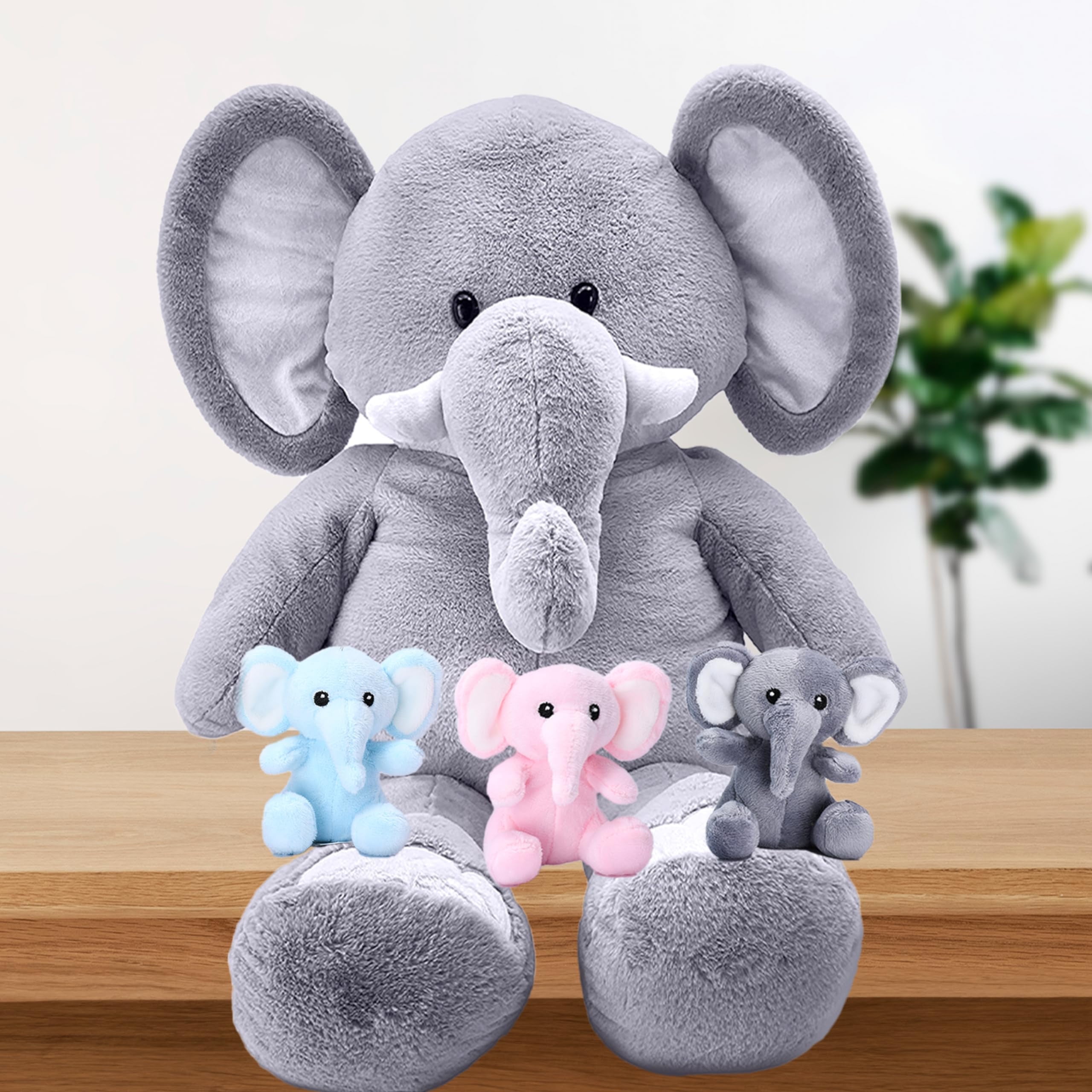Libima 4-Pack Small Grey Elephant Stuffed Animals | 6 Inch Soft Plush Toys For Babies, Kids, Party Decor & Gifts