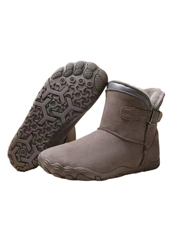 Snug Boot Winter Barefoot Shoes for Women, Wide Toe Box Fur-Lined Ankle Boots, Flexible Traction Sole, Water-Resistant Winter Walking Shoes