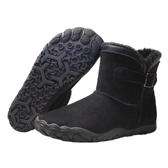 Snug Boot Winter Barefoot Shoes for Women, Wide Toe Box Fur-Lined Ankle Boots, Flexible Traction Sole, Water-Resistant Winter Walking Shoes