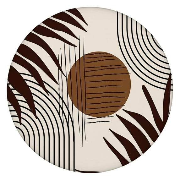 Snug Fitting Boho Round Table Cover, Vibrant Floral Print with Elastic Band, for 52 to 56 Inch Diameter Circular Tables