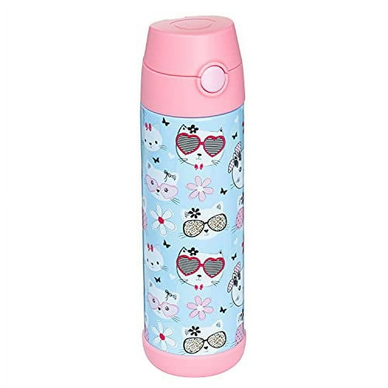Snug Kids Water Bottle - insulated stainless steel thermos with straw  (Girls/Boys) - Beach, 17oz