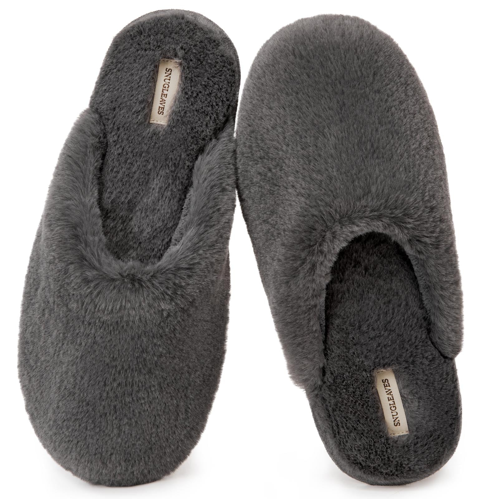 Snug Leaves Women's Fuzzy House Memory Foam Slippers Cute Furry Leopard ...