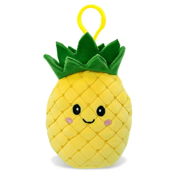 Snug-Mooshies Pineapple Plush Keychain - Cute Squishie Soft Stuffed Fruit Keychain for Backpack, Purse, or Handbag, Squishable Clip-On Pineapple Fruit Plush for Kids and Adults - 5.25 Inches