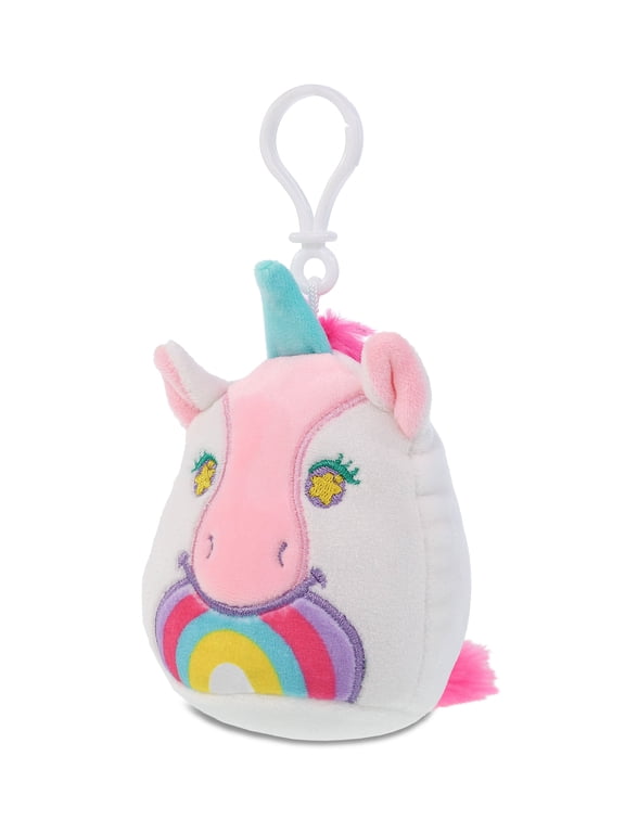 Snug-Mooshies Plush Keychain - Cute Squishie Soft Stuffed Animal Keychain, Bear Stuffed Key Chain Animal for Backpack, Purse, Handbag, Squishable Keychain Plush for Kids and Adults 4 Inch- Unicorn