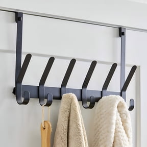 Better Homes & Gardens SnugFit Over-the-Door Hanging Hooks, 6 Double Hooks, Matte Black