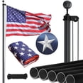 thumbnail image 1 of SnugNiture 25FT Sectional Heavy Flagpole Kit and 3×5 American Duty Flag for Yard, Mall Show or Exhibition,Black, 1 of 7
