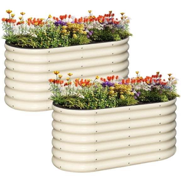SnugNiture 2pcs 422FT WHITE Garden Beds with Open Bases, Ideal for PlantingBoard Thickness:0.6mm