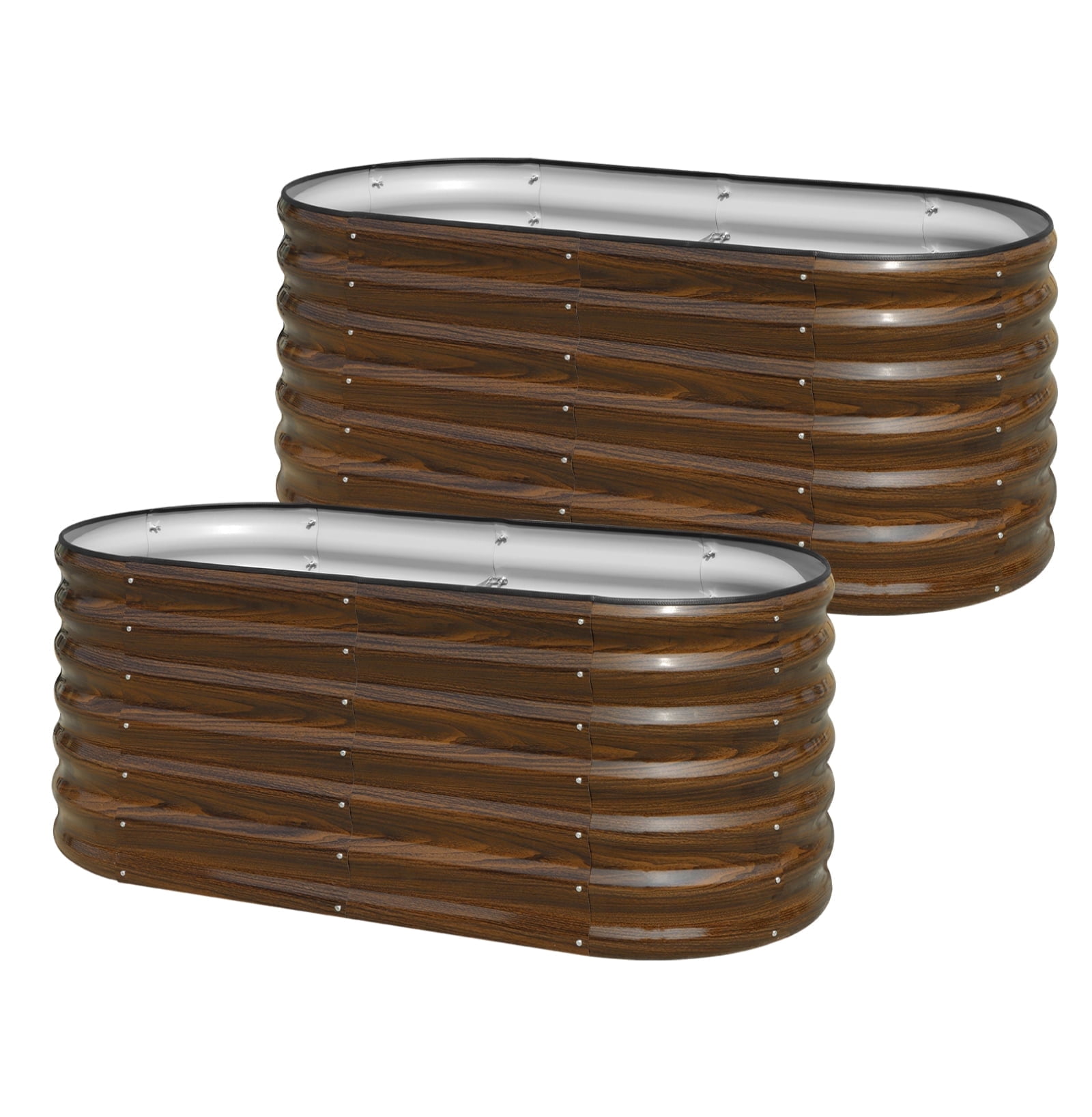 SnugNiture 2pcs 4x2x2ft Raised Garden Bed, Outdoor Oval Metal Garden Planter Box for Vegetables Flower Herb Plants