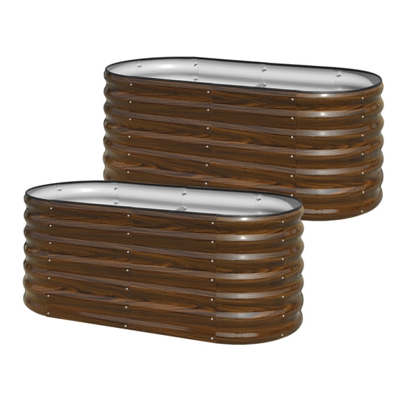 SnugNiture 2pcs 4x2x2ft Raised Garden Bed, Outdoor Oval Metal Garden Planter Box for Vegetables Flower Herb Plants
