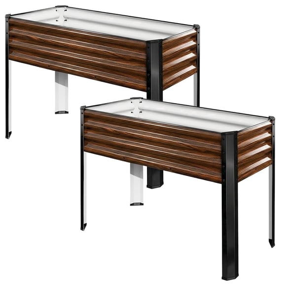 SnugNiture 2-Pack 48x18x32in Elevated Galvanized Steel Raised Garden Bed with Legs, Outdoor Metal Planter Box with Drainage Holes, 600 lb Capacity