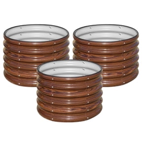 SnugNiture Raised Garden Bed Outdoor, 17" Tall 3-Pack 2x2 ft Galvanized Steel Garden Boxes for Vegetables, Herbs, Flowers, Brown