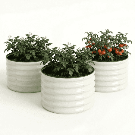 SnugNiture 3-Pack 2x2x1.5 ft Galvanized Raised Garden Bed, White Outdoor Planter Box for Vegetables