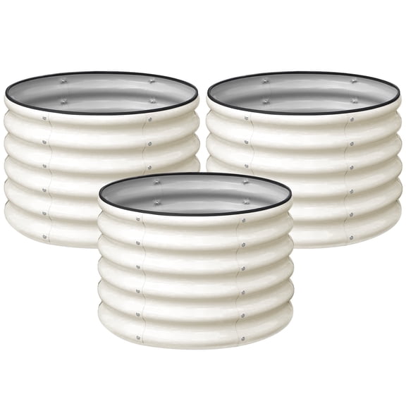SnugNiture 3-Pack 2x2x1.5 ft Galvanized Raised Garden Bed, White Outdoor Planter Box for Vegetables